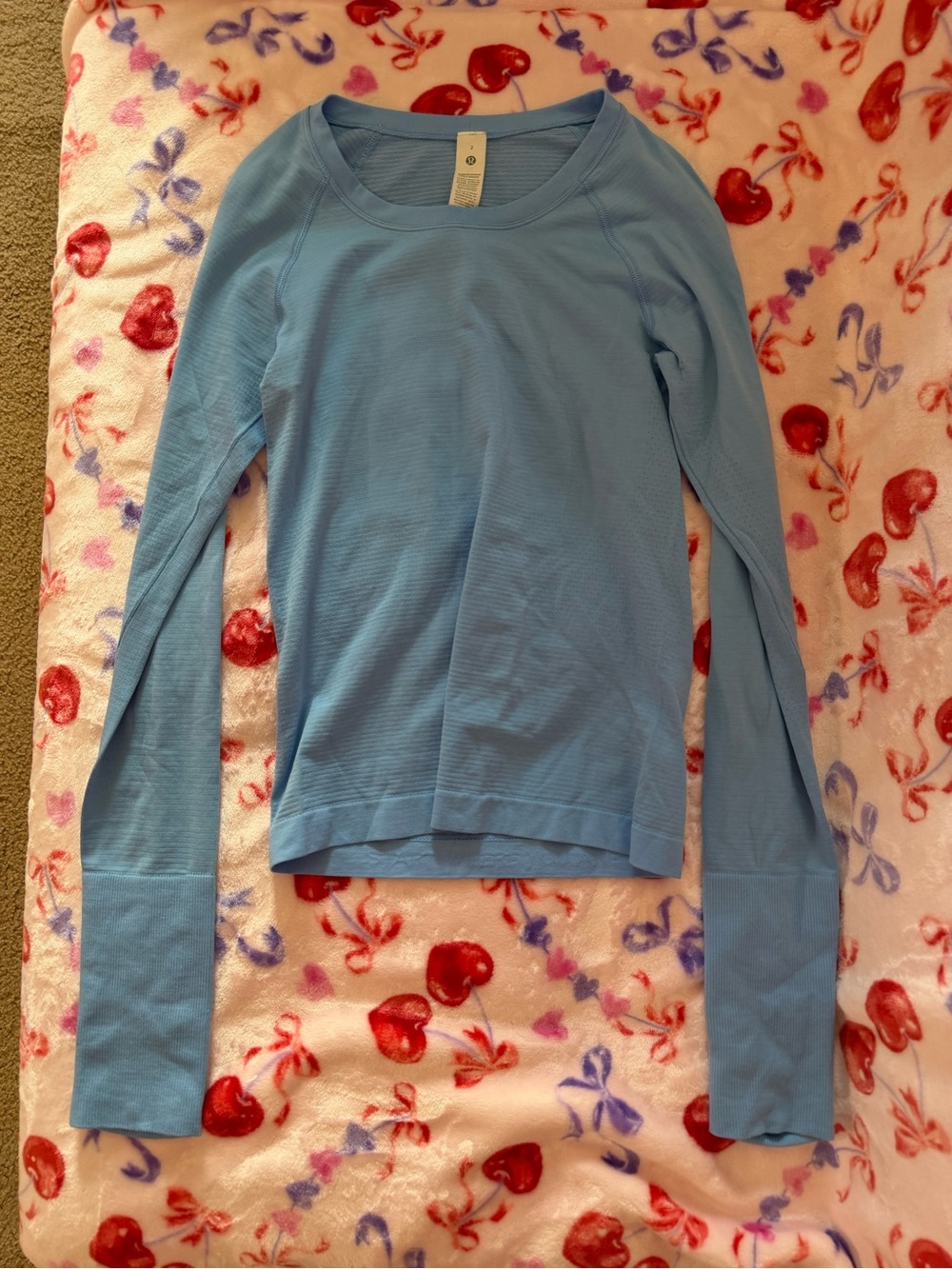lululemon athletica Light Blue Long Sleeve Crewneck Top